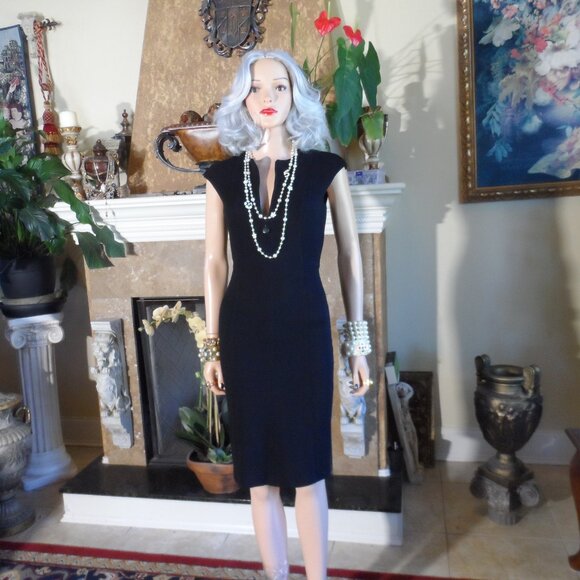 Akris Punto Black Sheath Dress w/Front Zipper Detail Size FR 36/US 4 - Picture 2 of 16